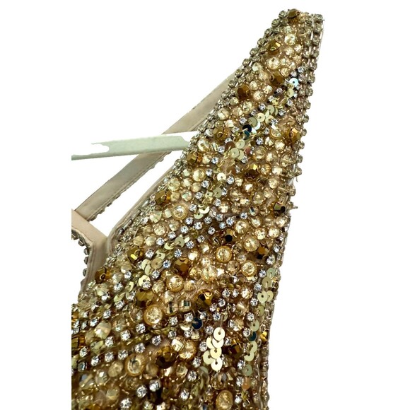 NWT Mac Duggal Gold Long Prom Formal Dress Size 8 Sequins Embellished $598 - Picture 7 of 10